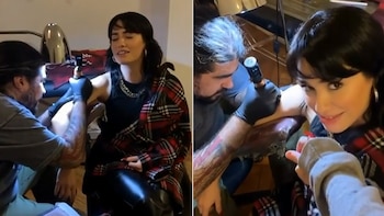 Lali Espósito junto al tatuador