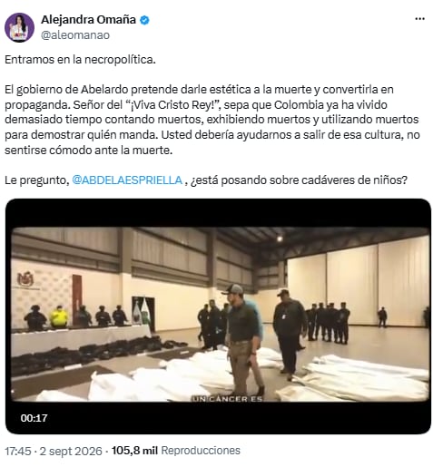 Amaranta Hank acusó al Gobierno de convertir la muerte en propaganda - crédito @aleomanao/X