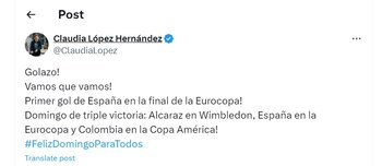 Claudia López festejó el primer