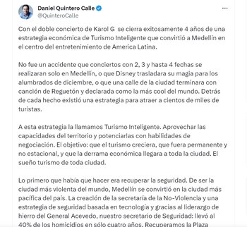 Daniel Quintero saca pecho del
