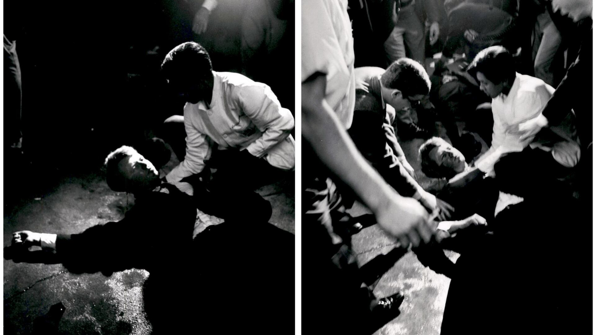 Juan Romero sostiene a Robert F. Kennedy tras atentado. (Archivo desclasificado RFK Assassination 2017-0108)