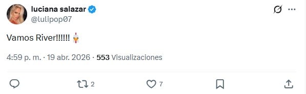 Luciana Salazar se sumó al aliento millonario desde sus redes sociales