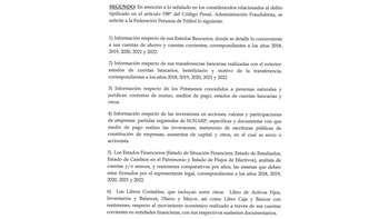 Documentos solicitados por la Fiscalía