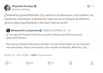 Alejandro Ocampo y su reacción a la propuesta de Abelardo de la Espriella