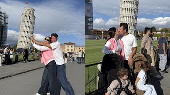 El famoso se paseó por las calles de Italia con su familia - crédito Rigoberto Urán / Instagram