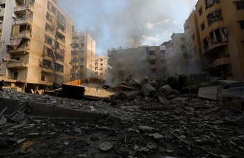 Escombros en un lugar dañado