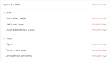 Nequi presenta interrupción mayor en