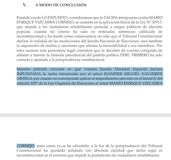 Perú Primero pide inaplicar ley