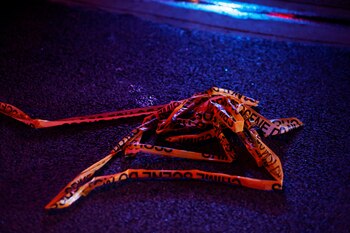 Discarded crime scene tape is