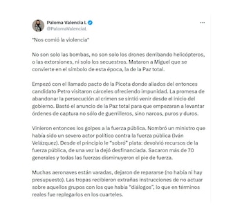 Con esta publicación, la senadora