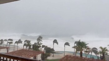 Imagen de archivo. Los árboles se balancean en medio de fuertes lluvias mientras el huracán Olaf azota Cabo San Lucas, Baja California, México en esta imagen fija tomada de un video de las redes sociales.. 9 de septiembre de 2021, REUTERS / Dominique Torres Williams / IMAGEN SUMINISTRADA POR UN TERCERO / CRÉDITO OBLIGATORIO / NI REVENTAS. NI ARCHIVOS.