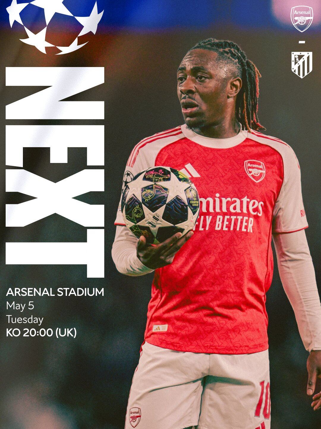 Anuncio del Arsenal vs Atlético Madrid por Champions League 2026. - créditos: Arsenal