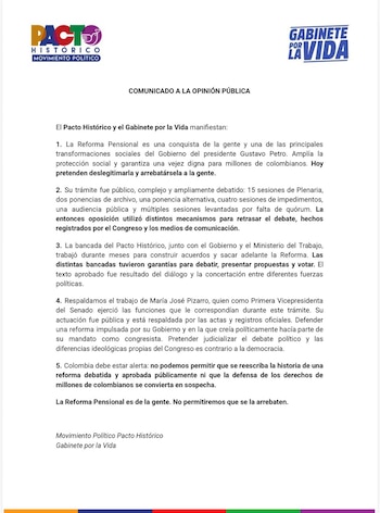 Pacto Histórico - crédito @PactoCol/X