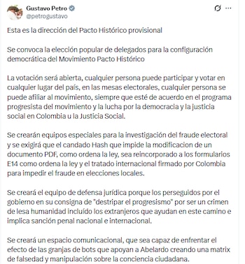 Gustavo Petro sobre la conformación provisional del Pacto Histórico