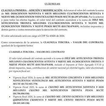Extracto de uno de los contratos de arrendamiento de la JEP - crédito @MaclaPosada/X