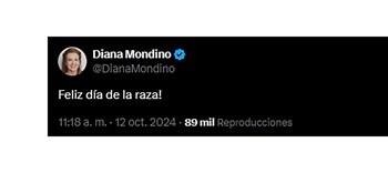 La publicación de la canciller Diana Mondino en X