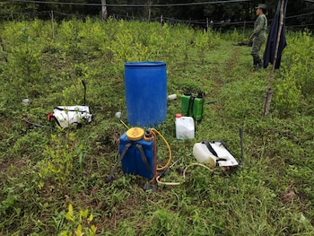 Artículos encontrado en un narcolaboratorio