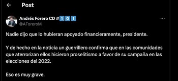 Andrés Forero responde al trino