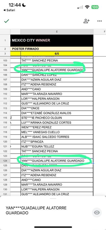 En la lista de ganadores