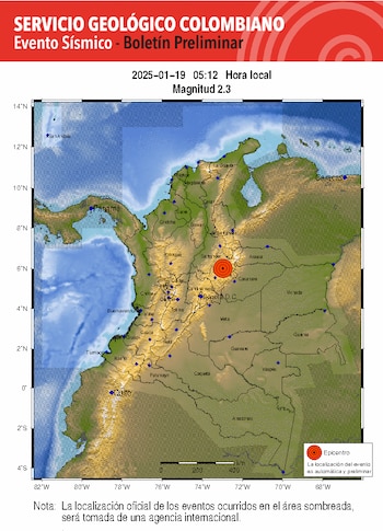 SGC reportó movimiento en Cerinza, Boyacá, en la madrugada del 19 de enero