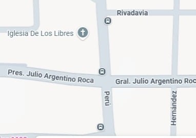 La intersección de Julio Argentino Roca y Perú, en la localidad de Las Heras, ciudad de Mendoza, en donde ocurrió el accidente esta madrugada