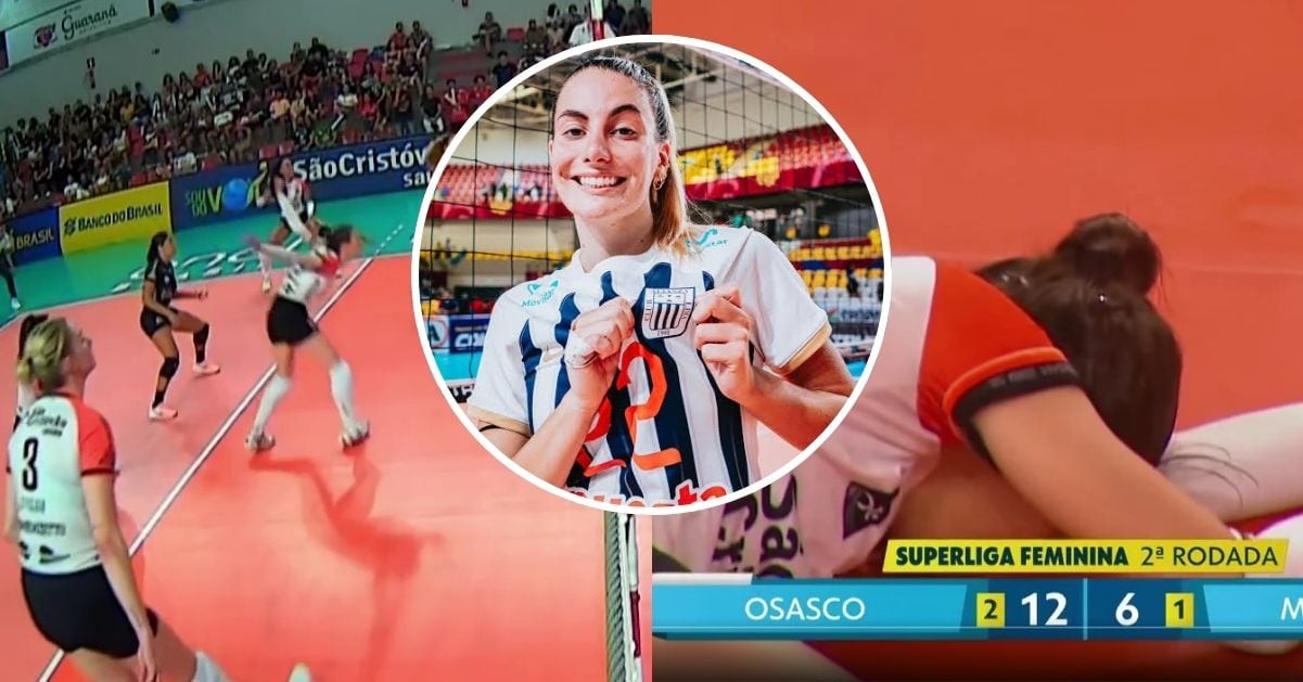 Mariana Brambilla, exvoleibolista de Alianza Lima, sufrió impactante lesión en la Superliga de Brasil 2026.
