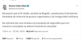 Álvaro Uribe habla de