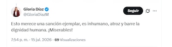 La exconcejala Gloria Díaz rechazó la presunta egligencia cometida contra la mujer que dio a luz en la calle - crédito @GloriaDiazM/X
