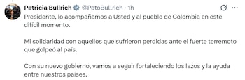 El mensaje en X de la senadora Patricia Bullrich tras el sismo