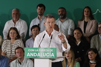 El presidente del PP, Alberto Núñez Feijóo, durante la Intermunicipal del PP andaluz (Madero Cubero / Europa Press)