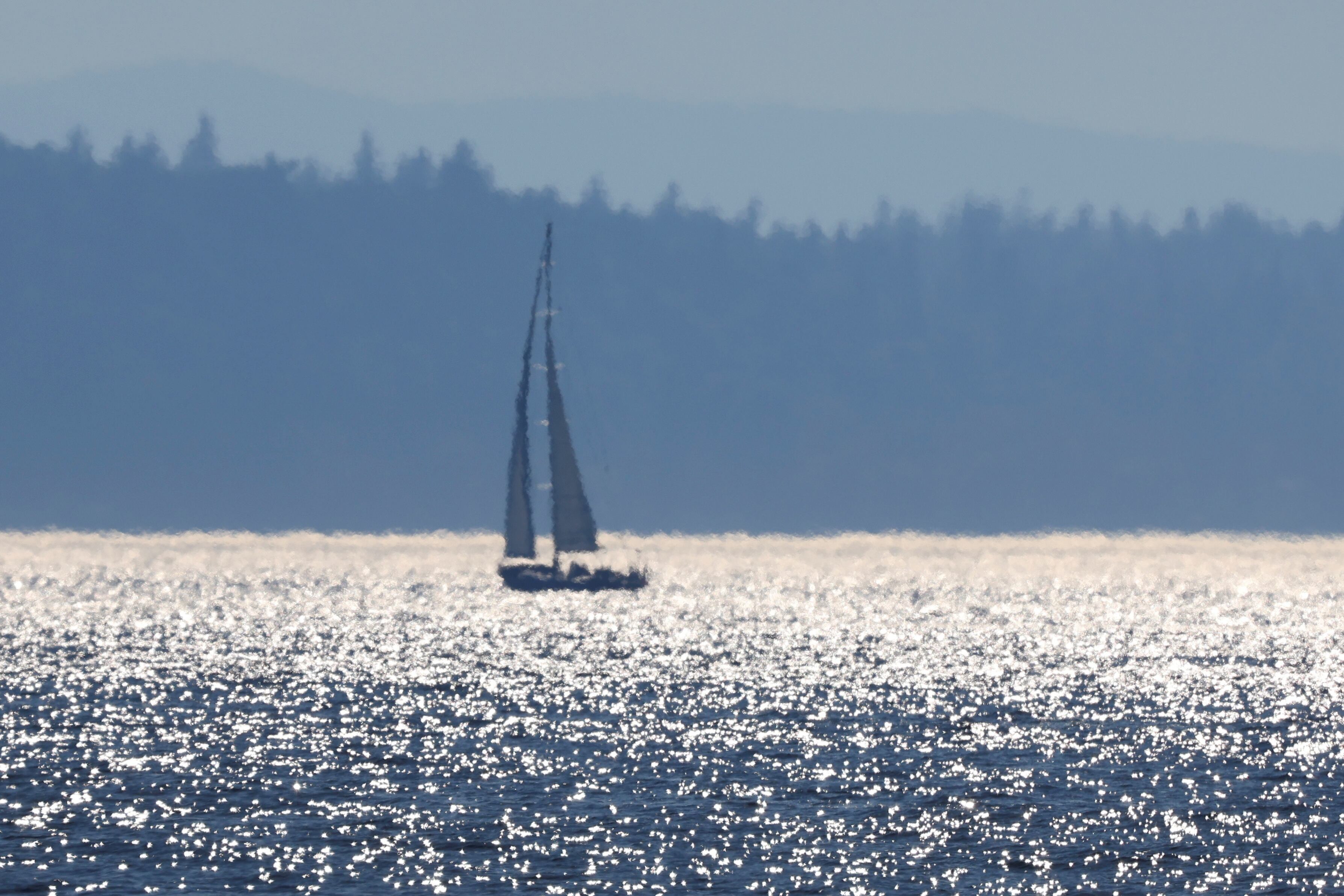 Un barco navegando en Alki Beach durante una ola de calor en Seattle, Washington en 2021 (REUTERS/Lindsey Wasson)