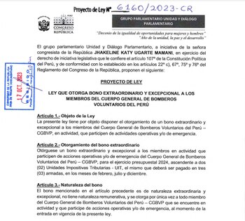 Proyecto plantea otorgar bono de