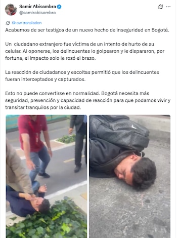 Así fue el hecho de inseguridad en la calle 100 con 9 - crédito @samirabisambra/X