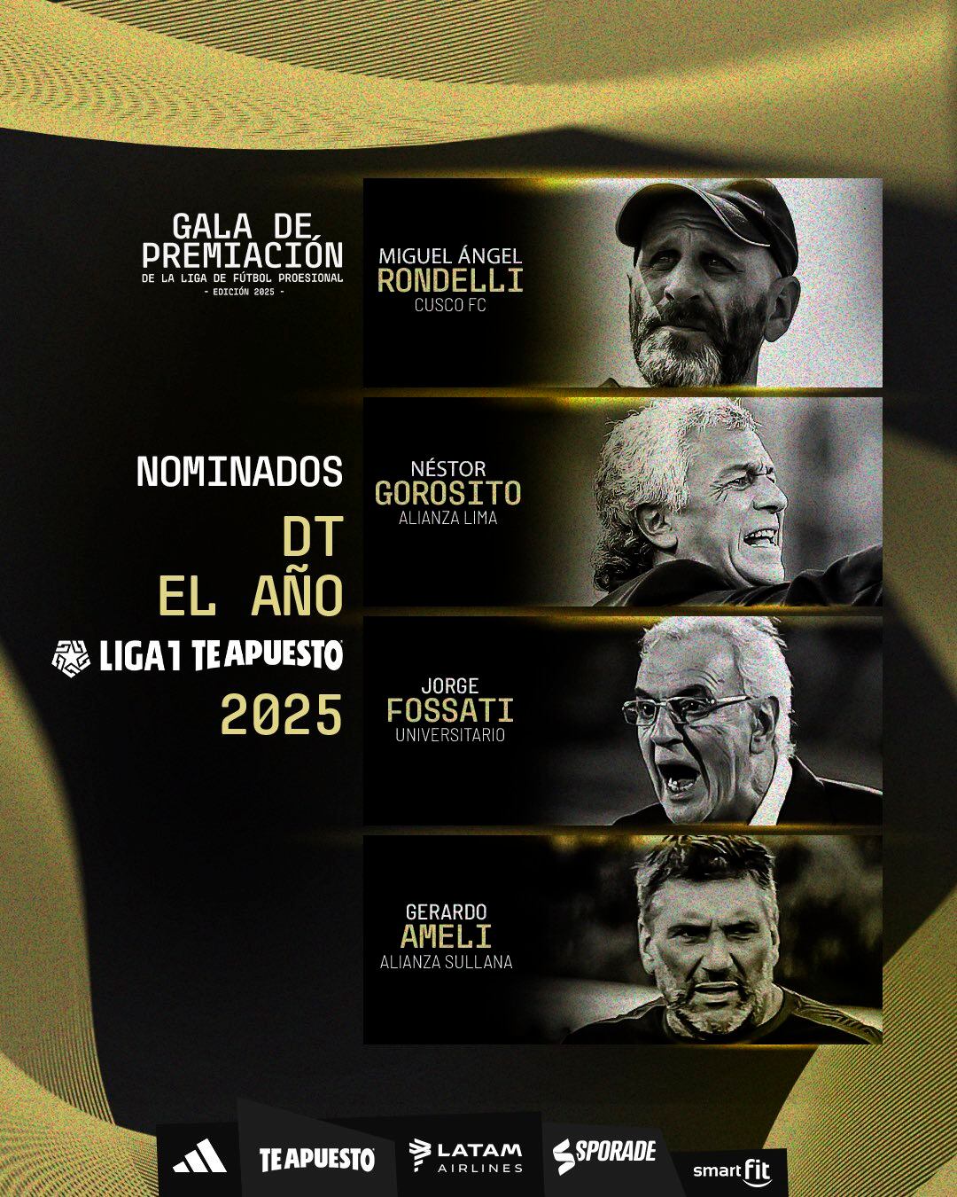 Nominados a mejor entrenador de la Liga 1 2025.