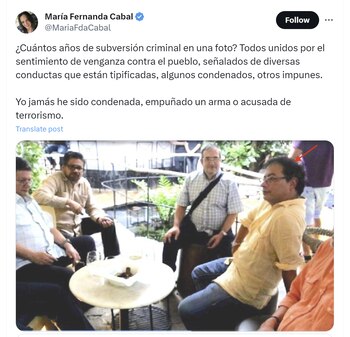 María Fernanda Cabal publicó fotografía