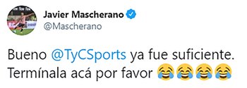 Twit Javier Mascherano a TyC