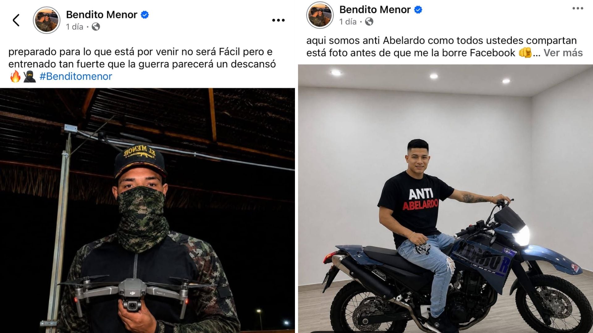 Alias Bendito Menor volvió a publicar fotos y retó a De la Espriella: “La guerra parecerá descanso”