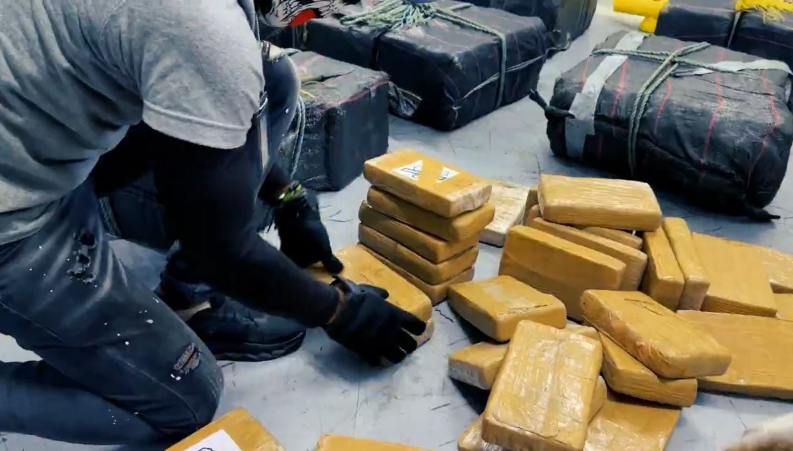 Las autoridades de la DNCD detectaron la carga ilegal tras inspeccionar un contenedor procedente de Chile con tránsito por Colombia y Ecuador. (Captura de pantalla video Dirección Nacional de Control de Drogas)