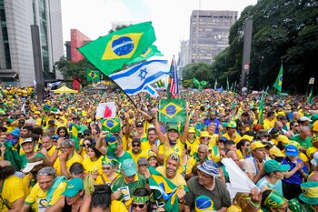 Simpatizantes del ex presidente brasileño Jair Bolsonaro (AP Foto/André Penner)