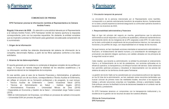 El comunicado indicó que se