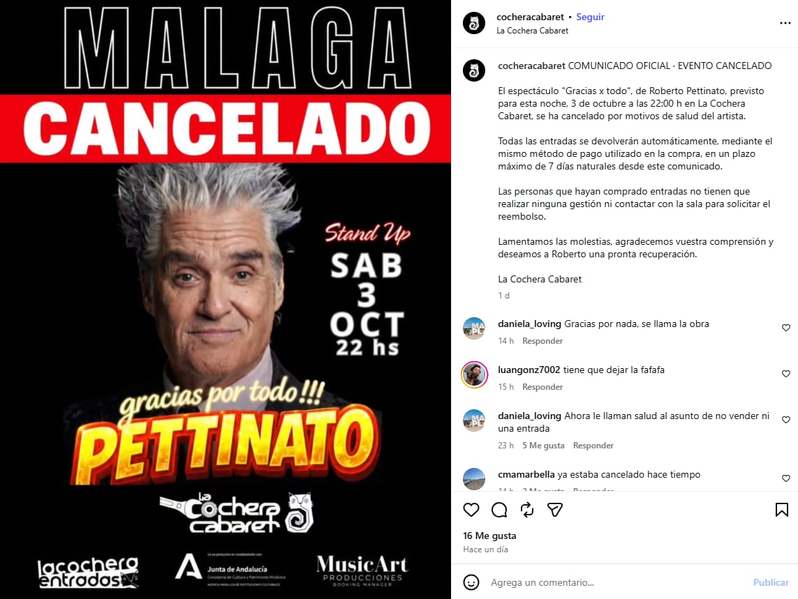La sala La Cochera Cabaret confirmó el reintegro automático de las entradas en un plazo máximo de siete días naturales