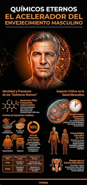 La exposición a los PFNA y PFOSA se relaciona con una mayor velocidad en los cambios biológicos asociados a la edad en varones de 50 a 64 años, según el estudio
