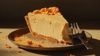 Tarta de queso, postre horneado, base de galleta triturada, rebanada cremosa, repostería casera, sabor dulce, merienda perfecta. - (Imagen Ilustrativa Infobae)