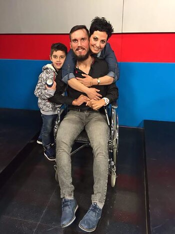 Maxi, junto a su hijo