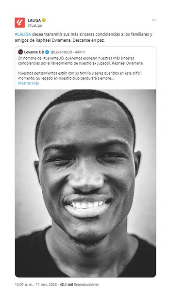Dolor en el fútbol por la muerte de Raphael Dwamena
