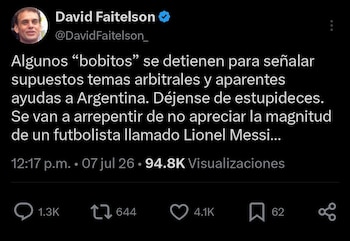 David Faitelson explotó contra los críticos de Leonel Messi y Argentina luego de que la Albiceleste remontara a Egipto en los Octavos de Final del Mundial 2026 (captura de pantalla)