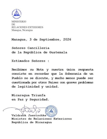 Guatemala expresó su preocupación por la reforma de Nicaragua que restringe la participación de opositores y posterga las elecciones generales de 2026 a 2027.