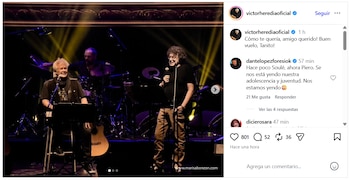 Víctor Heredia publicó una fotografía de ambos sobre un escenario y resumió en pocas palabras el vínculo afectivo que los unió a lo largo de toda su trayectoria artística