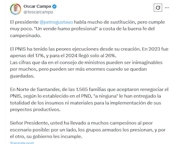 Óscar Campo señaló que el