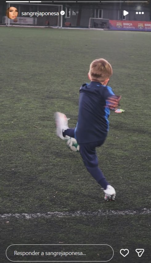 Amancio, hijo menor de la actriz con Benjamín Vicuña, mostró su destreza para jugar al fútbol como Mauro Icardi (Instagram)